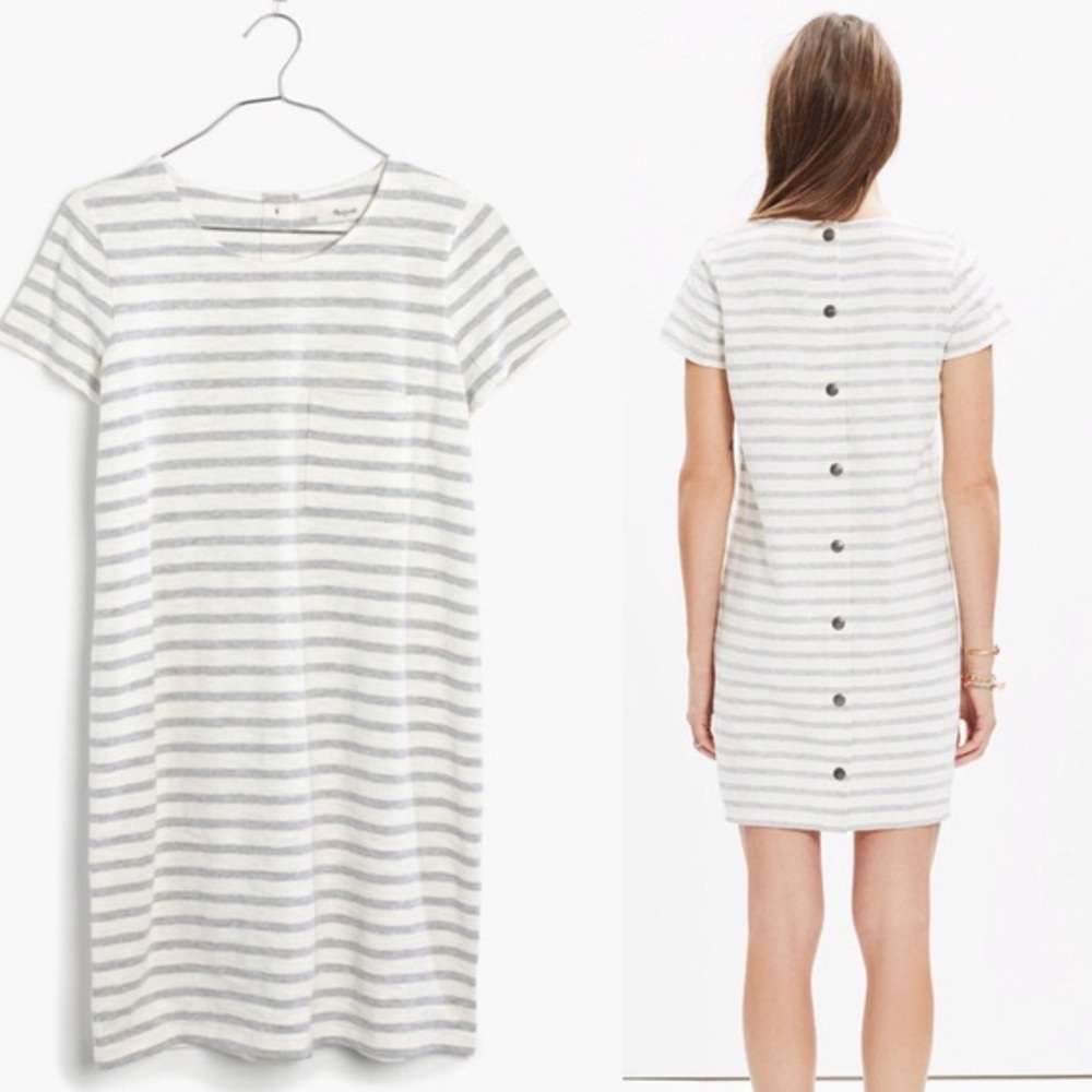Madewell Button Back Striped Tee Dress XS
